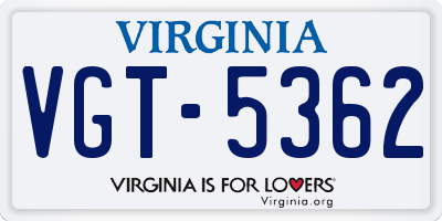 VA license plate VGT5362