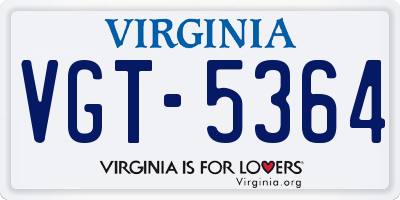 VA license plate VGT5364