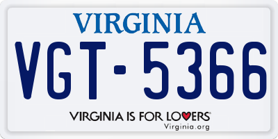 VA license plate VGT5366