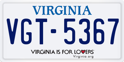 VA license plate VGT5367
