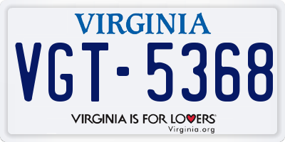 VA license plate VGT5368