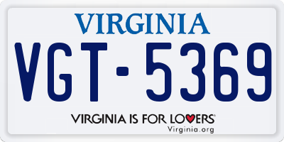 VA license plate VGT5369