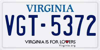 VA license plate VGT5372