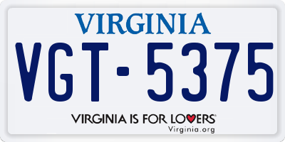 VA license plate VGT5375