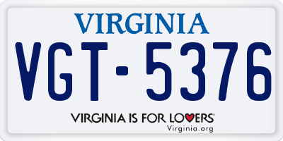 VA license plate VGT5376