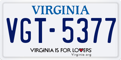 VA license plate VGT5377