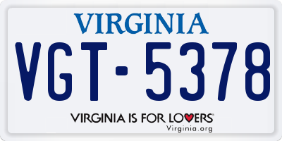 VA license plate VGT5378