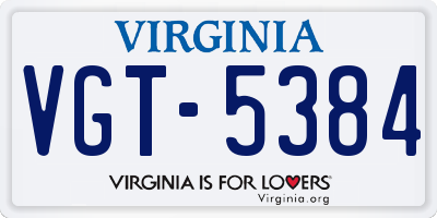 VA license plate VGT5384
