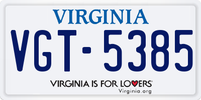 VA license plate VGT5385