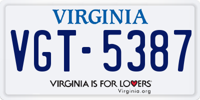 VA license plate VGT5387