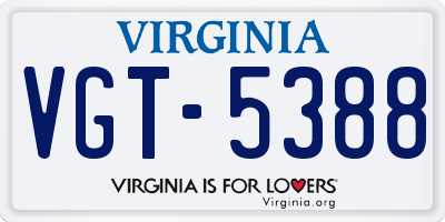 VA license plate VGT5388
