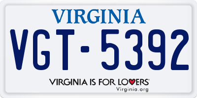 VA license plate VGT5392