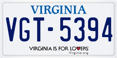 VA license plate VGT5394