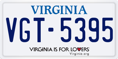 VA license plate VGT5395