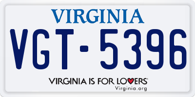 VA license plate VGT5396