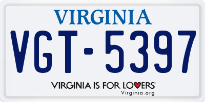 VA license plate VGT5397