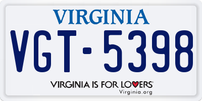 VA license plate VGT5398