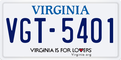 VA license plate VGT5401
