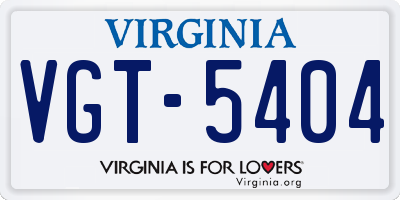 VA license plate VGT5404