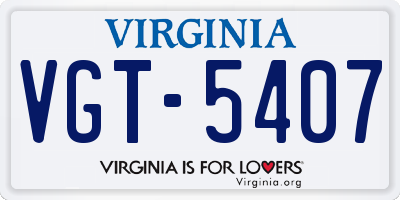 VA license plate VGT5407