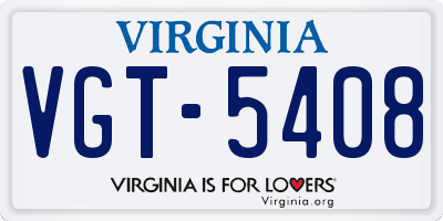 VA license plate VGT5408