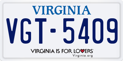 VA license plate VGT5409
