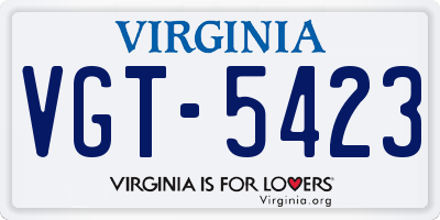 VA license plate VGT5423