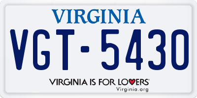 VA license plate VGT5430