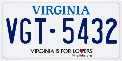 VA license plate VGT5432