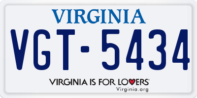 VA license plate VGT5434