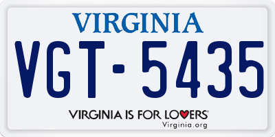 VA license plate VGT5435