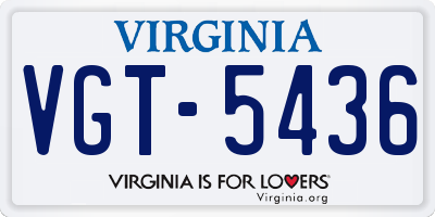 VA license plate VGT5436