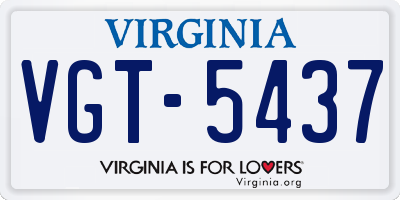 VA license plate VGT5437