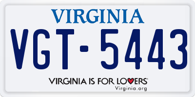 VA license plate VGT5443