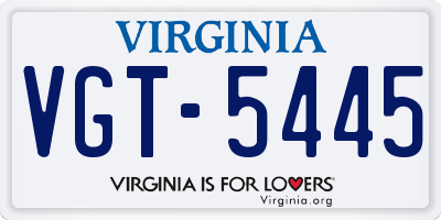 VA license plate VGT5445