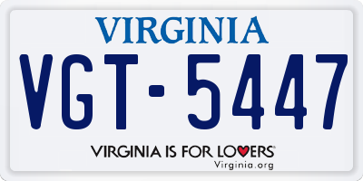 VA license plate VGT5447