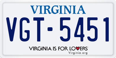 VA license plate VGT5451