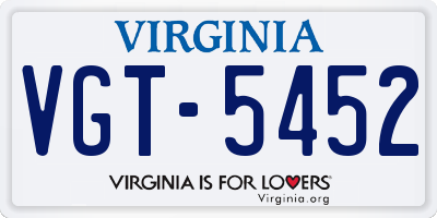 VA license plate VGT5452