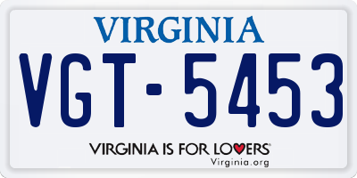 VA license plate VGT5453