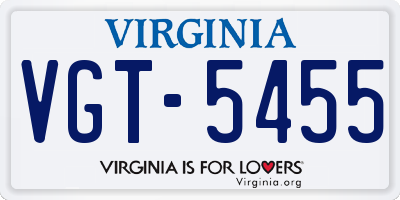 VA license plate VGT5455