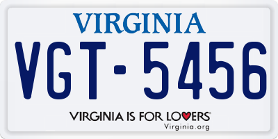 VA license plate VGT5456