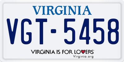 VA license plate VGT5458