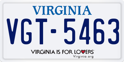 VA license plate VGT5463