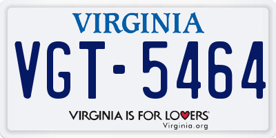 VA license plate VGT5464