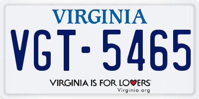 VA license plate VGT5465