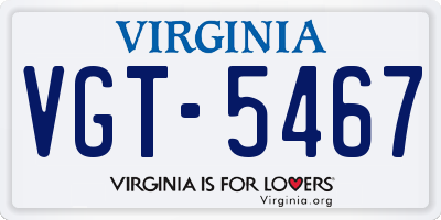 VA license plate VGT5467