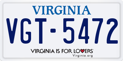 VA license plate VGT5472