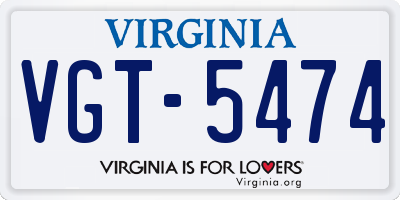 VA license plate VGT5474