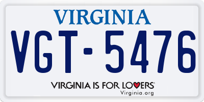 VA license plate VGT5476