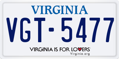 VA license plate VGT5477